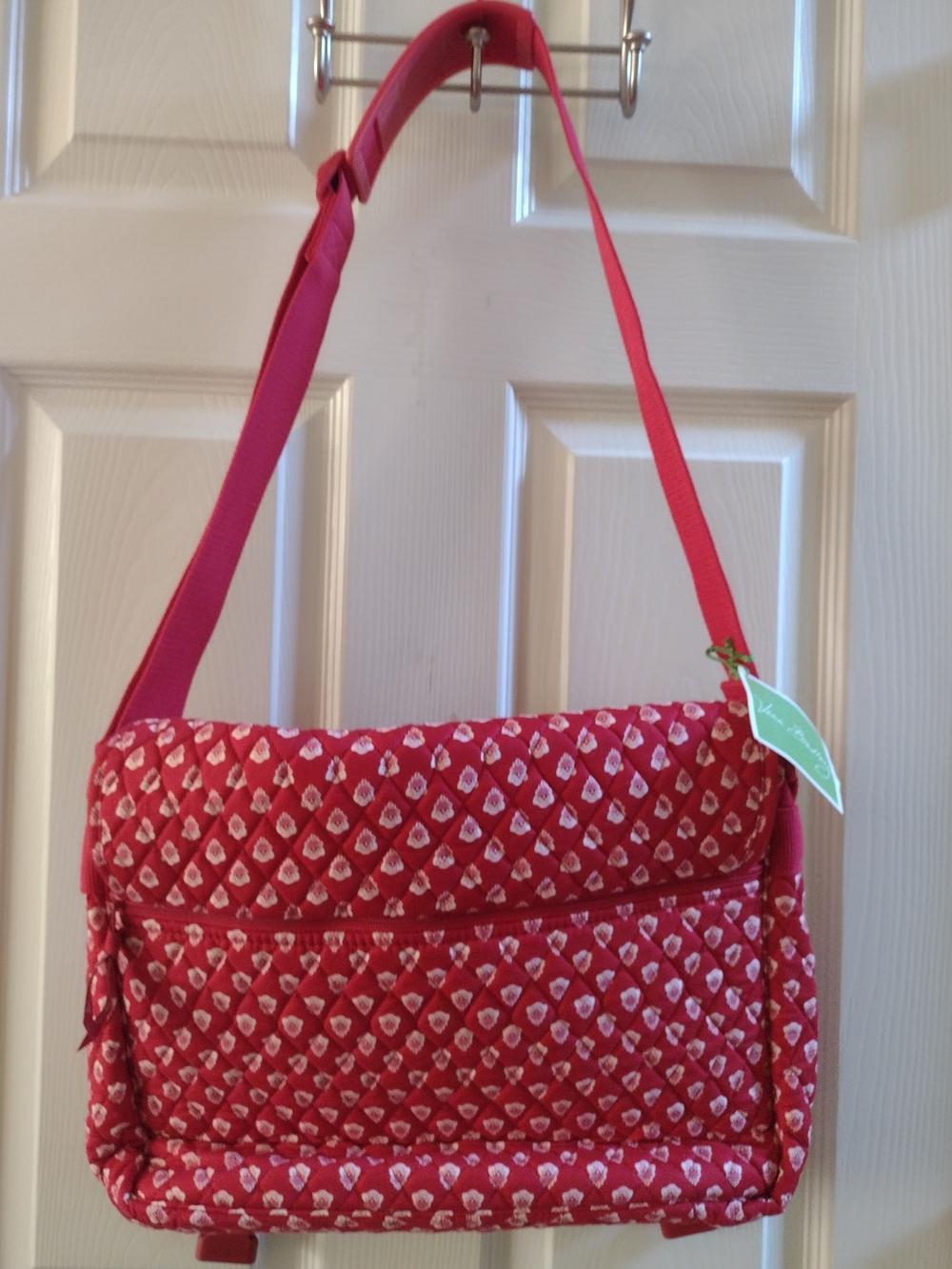 Quilted Red Heart-Print Crossbody Bag